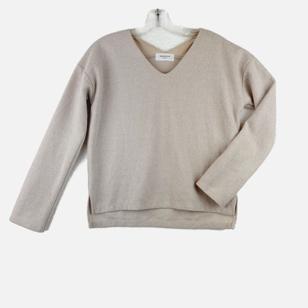 OPAQUE.CLIP Toyko Quiet Luxury Couture Minimalist V Neck Pullover Knit Sz Medium